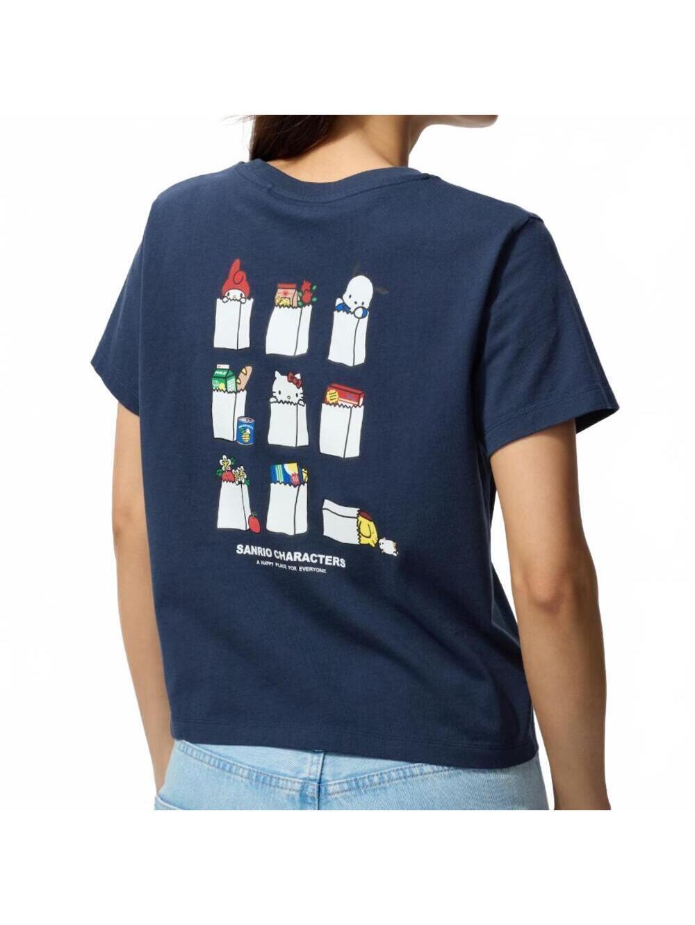 Uniqlo Sanrio Supermarket T-Shirt Hello Kitty Pochacco My Melody Navy Small NWT